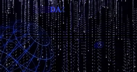 Glowing Dash (DASH) symbol against the falling binary code symbols Stock Footage 102341985