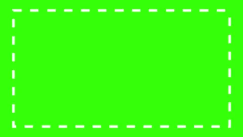 Glowing dashed rectangle border animation on green screen, bright white neon fra Stock-Footage 341603453