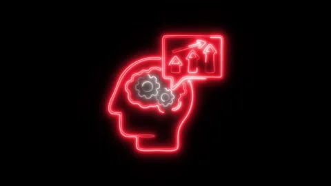Glowing Data Analysis Icon and Symbol in HD Video Neon Stock Footage 304559852
