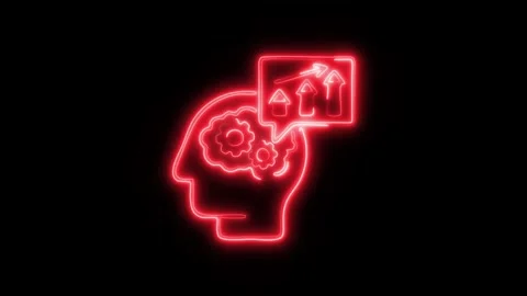 Glowing Data Analysis Icon and Symbol in HD Video Neon Stock Footage 304559858