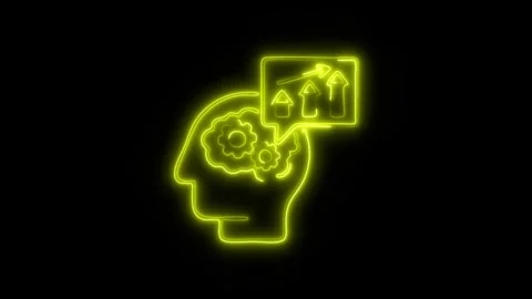 Glowing Data Analysis Icon and Symbol in HD Video Neon Stock Footage 304559864