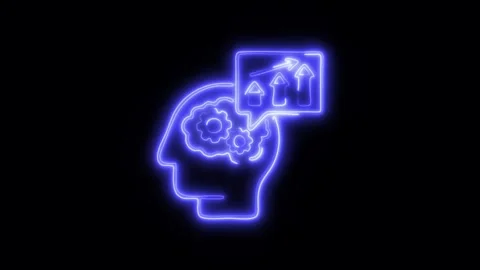 Glowing Data Analysis Icon and Symbol in HD Video Neon Stock Footage 304559865