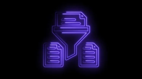 Glowing data filtration process animation of documents filtering in abstrac.. Stock Footage 346001613