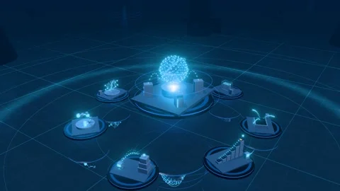 Glowing Data Globe Ringed By Neural Network And Gpu Compute Platforms 스톡 동영상 344015377