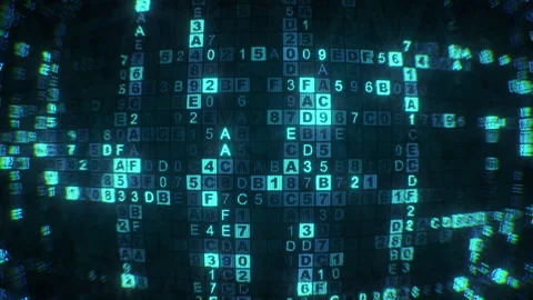 Glowing Data Matrix of Abstract Digital Code 3D render animation Stock Footage 322101516