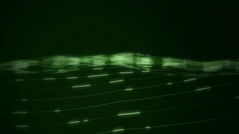 Glowing data packets travel along a digital wave in a seamless loop Stock Footage 341665679
