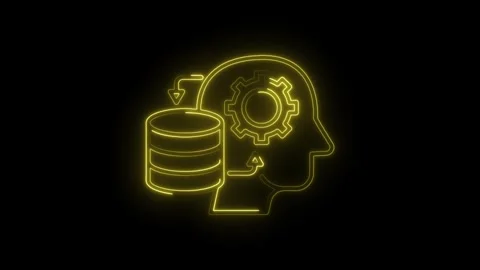 Glowing data processing concept with database and human head silhouette on .. Stock Footage 312320379