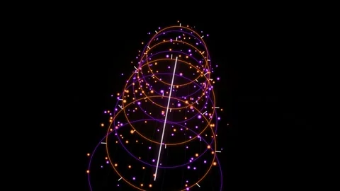 Glowing Data Rings Particles Flowing Rotating Dark Background Motion Background Vídeo Stock 346797430