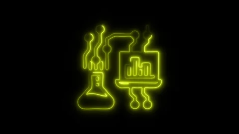Glowing Data Science Icon and Symbol in HD Video Neon Stock Footage 304558092