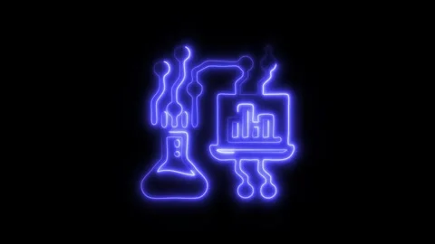 Glowing Data Science Icon and Symbol in HD Video Neon Stock Footage 304558095