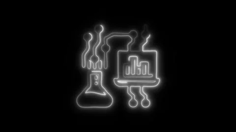 Glowing Data Science Icon and Symbol in HD Video Neon Stock Footage 304558097