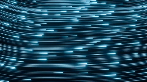 Glowing Data Stream Lines Moving Seamlessly in 3D Space. Airflow Animation. 4K Stock Footage 329683407