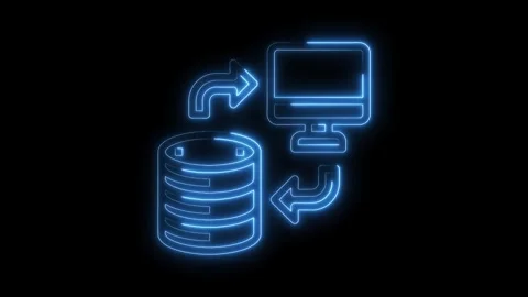 Glowing data transfer illustration database to computer network connection Stock Footage 322973693