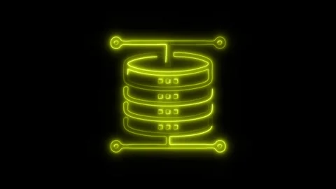 Glowing Database Icon and Symbol in HD Video Neon Stock Footage 304558456