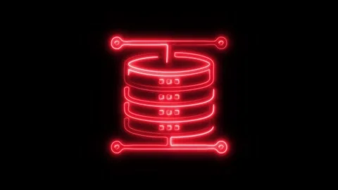 Glowing Database Icon and Symbol in HD Video Neon Stock Footage 304558460