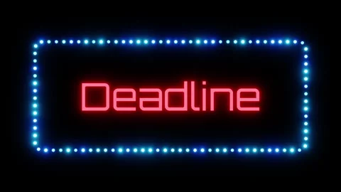 Glowing deadline sign in flashing frame, 3D render. Deadline background, dotted Stock Footage 332176481