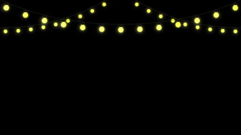 Glowing decorative hanging yellow string lights seamless loop animation. Stock Footage 332680902