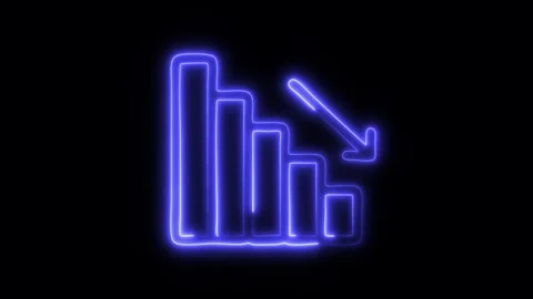 Glowing Decrease Icon in HD Video Neon Animation Stock Footage 304555807