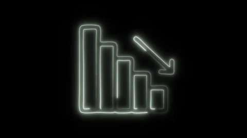 Glowing Decrease Icon in HD Video Neon Animation Stock Footage 304555811