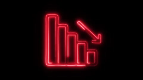 Glowing Decrease Icon in HD Video Neon Animation Stock Footage 304555812