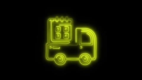 Glowing Delivery Schedule Icon and Symbol in HD Video Neon Stock Footage 304557754