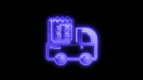 Glowing Delivery Schedule Icon and Symbol in HD Video Neon Stock Footage 304557758