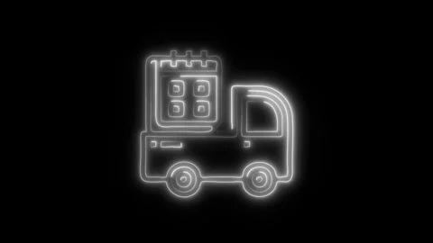 Glowing Delivery Schedule Icon and Symbol in HD Video Neon Stock Footage 304557760