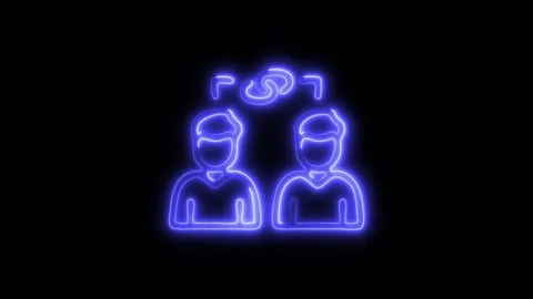 Glowing Dependencies Icon and Symbol in HD Video Neon Stock Footage 304558699