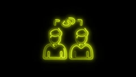 Glowing Dependencies Icon and Symbol in HD Video Neon Stock Footage 304558702