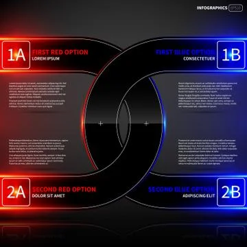 Glowing design layout with two round intersecting elements. Useful for presen Stock Illustration
