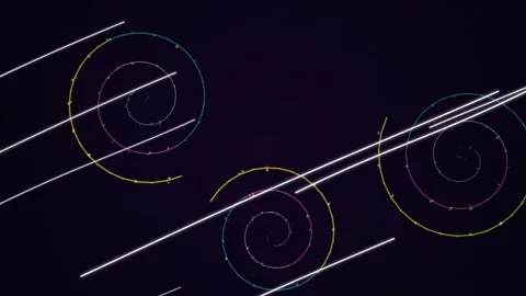 Glowing Diagonal Lines and Colorful Spirals Abstract Stock Footage 337516146