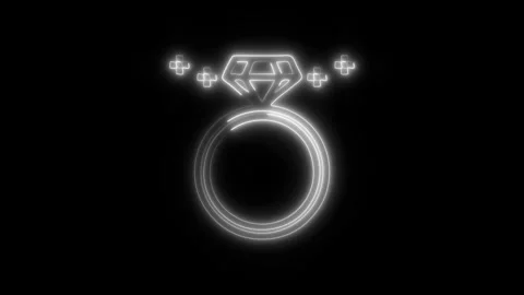 Glowing Diamond Ring Icon and Symbol in HD Video Neon Stock Footage 304557744