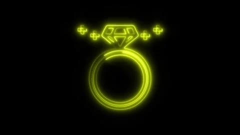 Glowing Diamond Ring Icon and Symbol in HD Video Neon Stock Footage 304557748