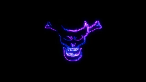 Glowing different colors skull on a black background Video stock 132495485