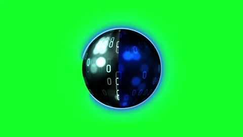 Glowing Digital Binary Code Sphere on Green Screen Video stock 330919849