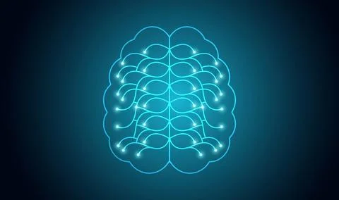 Glowing Digital Brain Artificial Intelligence Technology Concept Illustration
