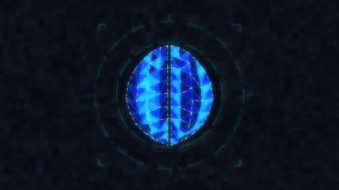 Glowing digital brain sphere with data network mesh, abstract tech pulse, s.. Stock Footage 348339512
