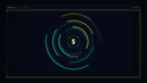 Glowing digital circle hud interface with scanning data animation Stock Footage 348339474