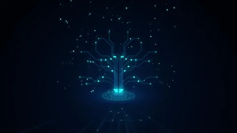 Glowing Digital Circuit Tree AI Data Concept Stock Footage 346690645