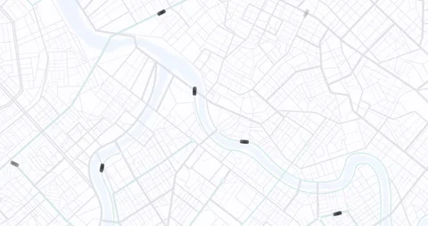 Glowing digital city map interface showing moving navigation routes Stock Footage 334418112