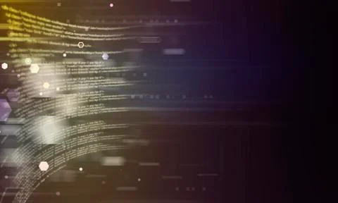 Glowing digital code on a dark background. Stock Illustration