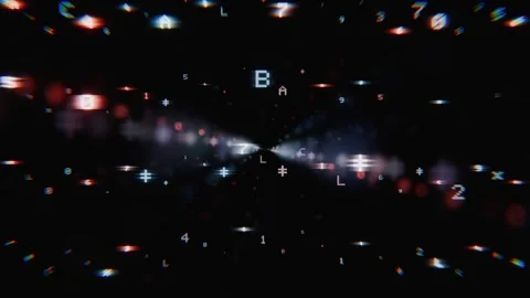 Glowing digital code numbers streaming through a dark virtual space Stock Footage 346661410