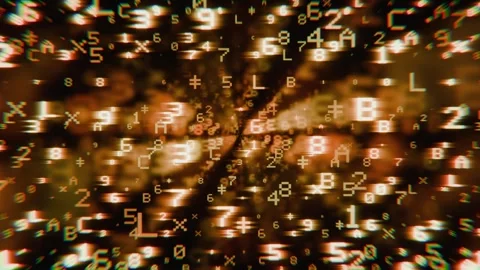 Glowing digital code stream flying through virtual space Video stock 346661477