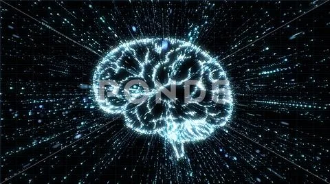 Glowing digital computer brain illustrating Artificial INtelligence Stock Illustration