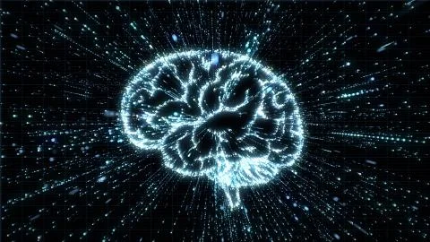 Glowing digital computer brain illustrating Artificial INtelligence Stock Illustration