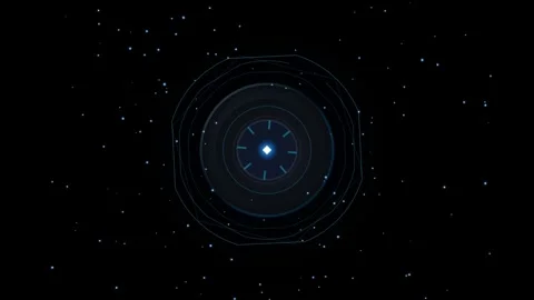 Glowing digital core animation with circular network rings floating in deep.. 스톡 동영상 345360511