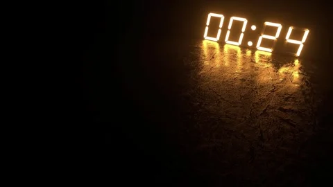 Glowing Digital Countdown Timer 30 to 0 Seconds with Reflection Stock Footage 336598598