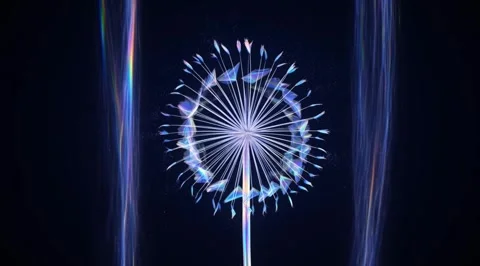 Glowing digital dandelion on a dark background Stock Footage 331461477