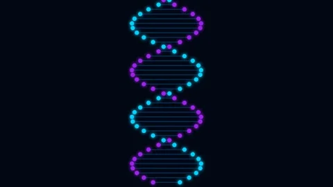 A glowing digital dna double helix structure against a dark black background Video stock 335118122