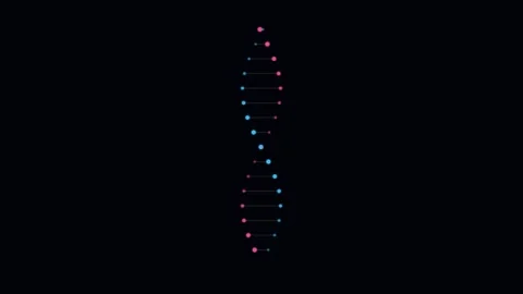 A glowing digital dna double helix structure floating on a dark background Vídeos de archivo 336263246